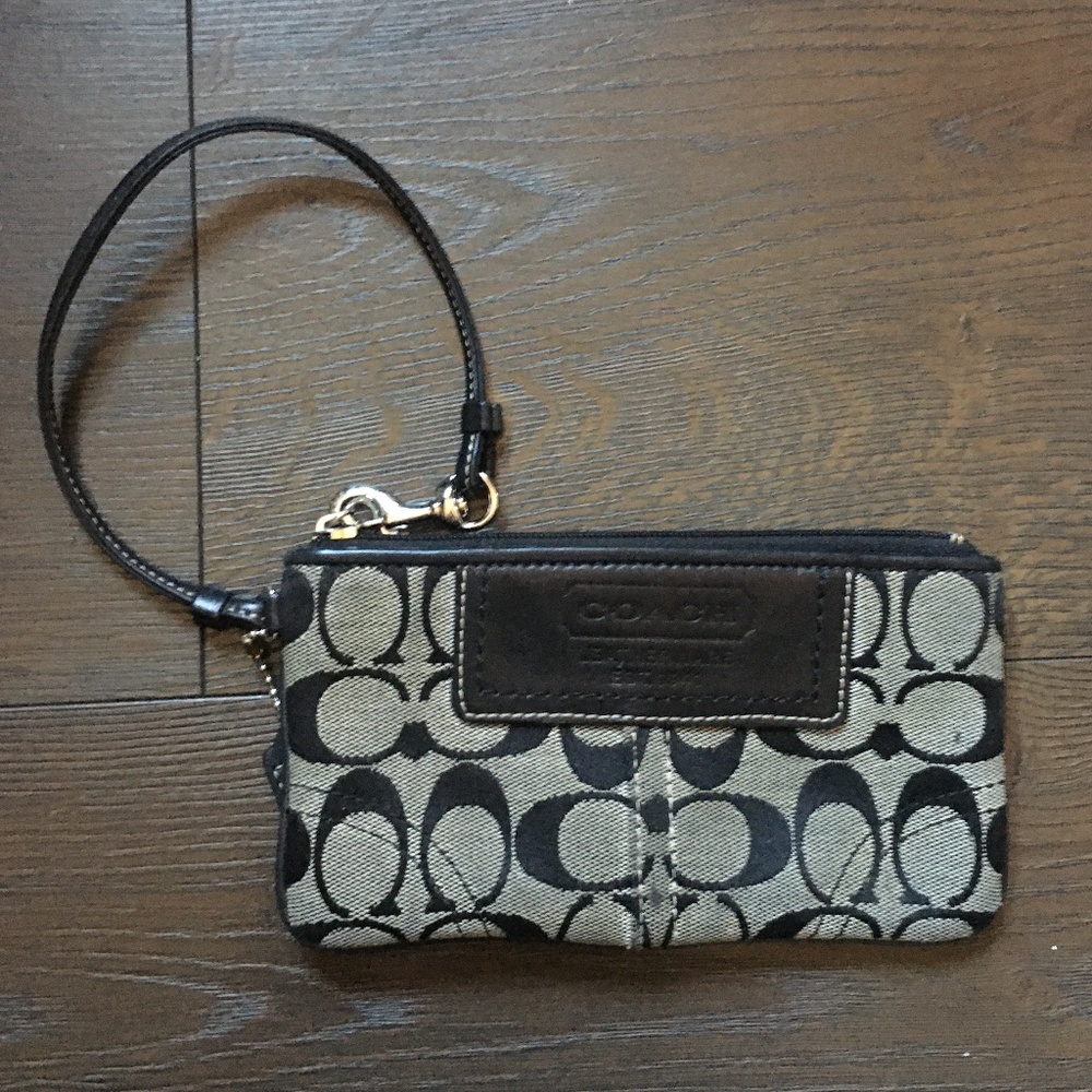 Coach Black & Grey Wallet Wristlet